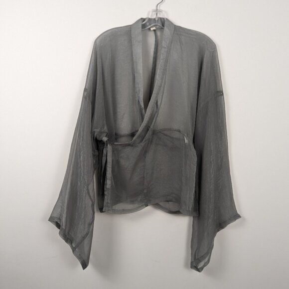 Ethereal Sheer Wrap Top with Kimono Sleeves, Medium - Picture 1 of 9
